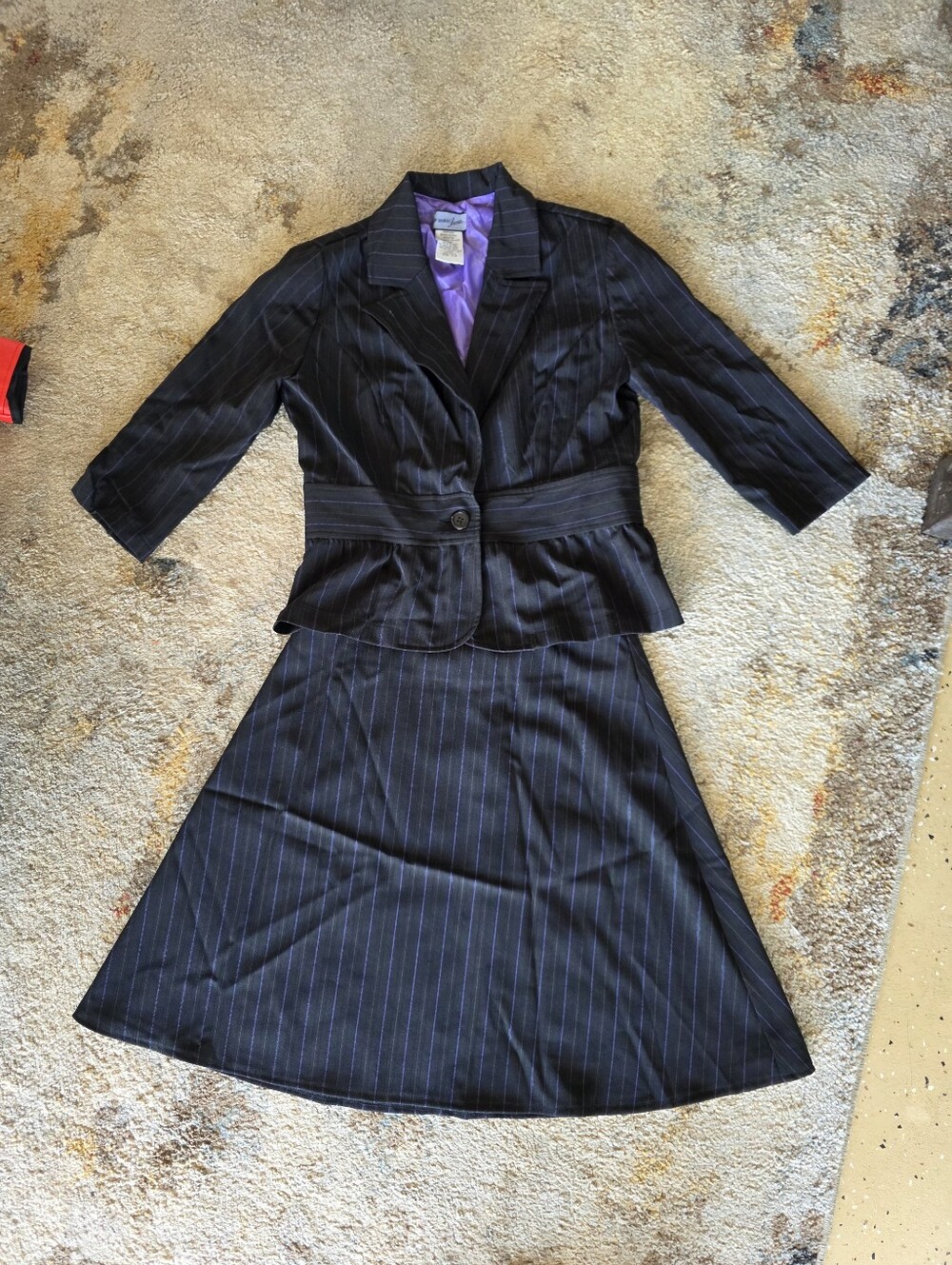 Women's Black Pinstripe Skirt Suit Jacket & Skirt